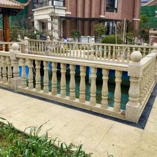 珠海黄金麻花岗岩石材栏杆，扶手，将军柱，花瓶柱