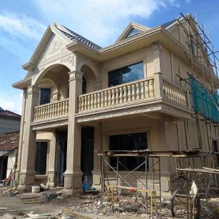 珠海 黄金麻花岗岩石材私人别墅雕花门楼柱阳台栏杆