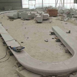 珠海 芝麻白花岗岩弧形花坛石，坐凳石