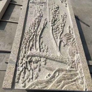 珠海 黄金麻雕刻板浮雕迎客松