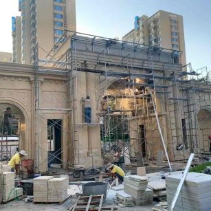 珠海 黄金麻荔枝面花岗岩小区门楼外墙干挂