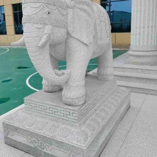 珠海 白麻花岗岩动物异形石雕-大象