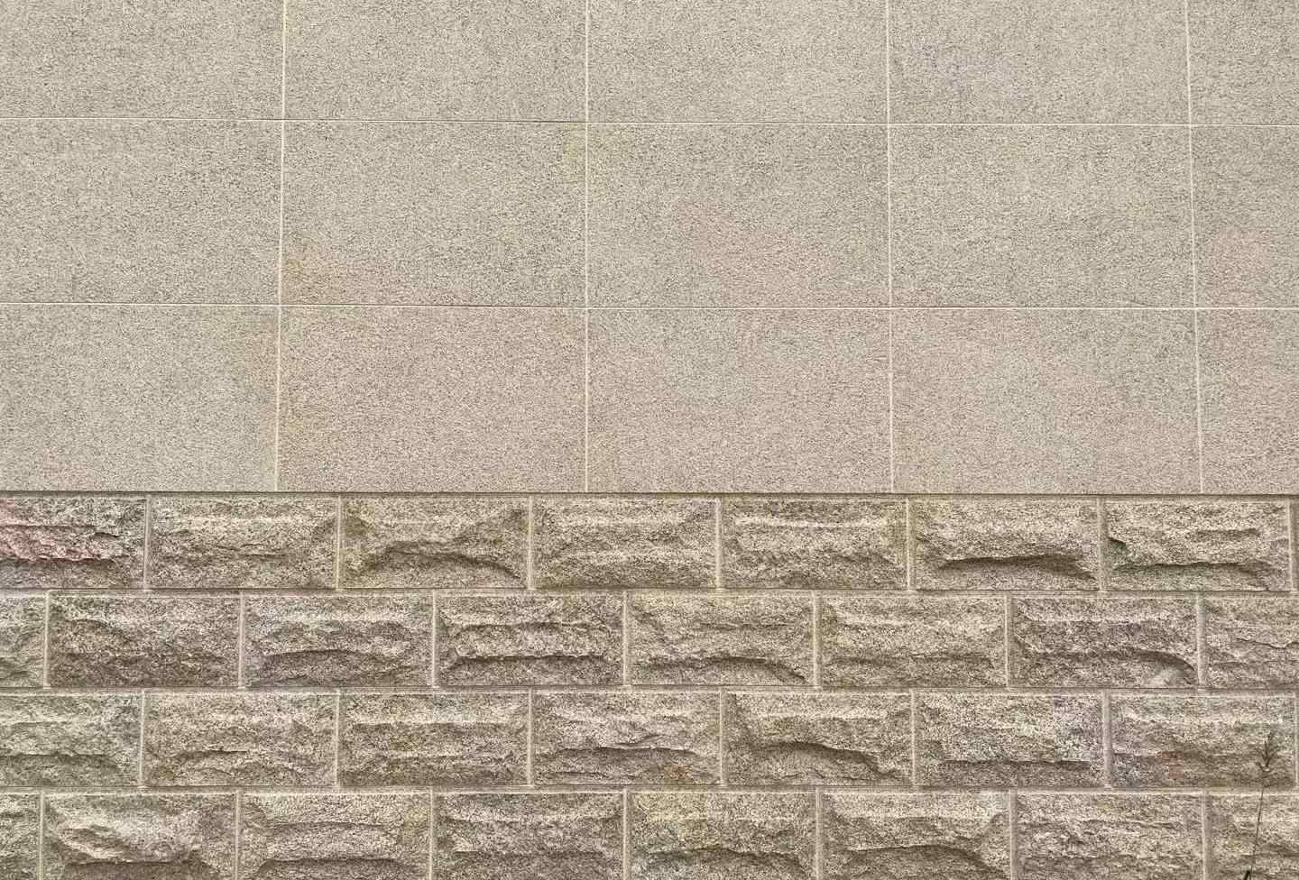 珠海 黄金麻自然面蘑菇石配荔枝面干挂