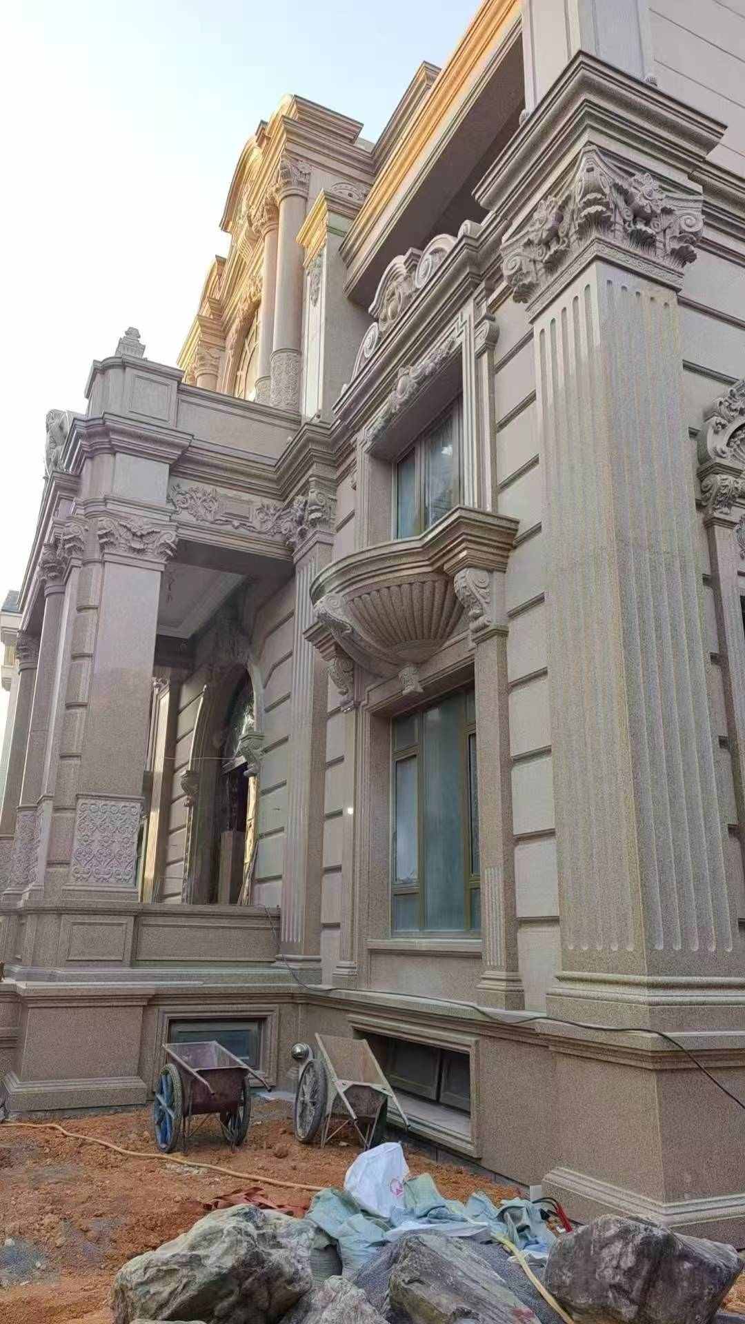 珠海 黄金麻花岗岩光面别墅外墙干挂施工完成