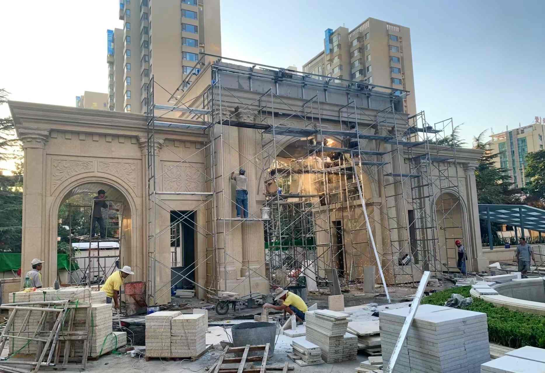 珠海 黄金麻荔枝面花岗岩小区门楼外墙干挂