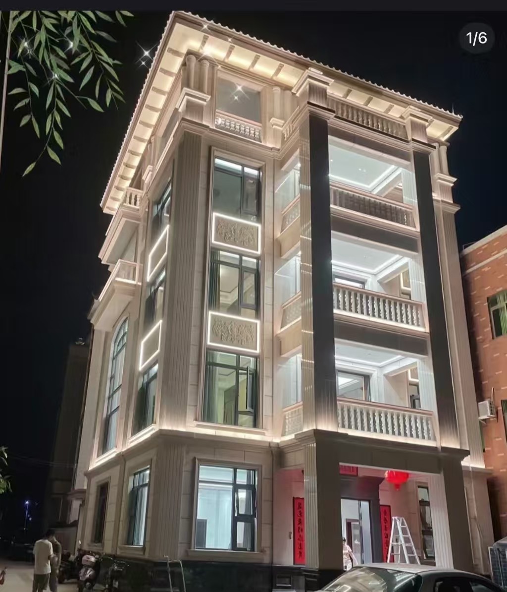 珠海 芝麻白花岗岩别墅外墙夜间效果